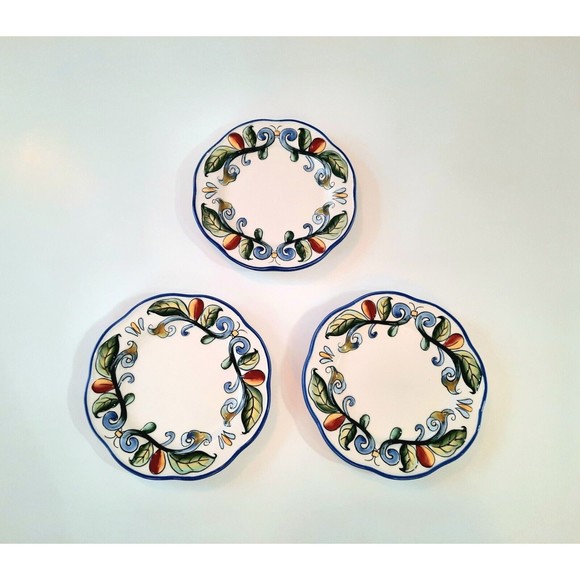 Fitz and Floyd Ricamo Motif Set of 3 Bread & Butter 6 Inch Plates - Picture 1 of 4